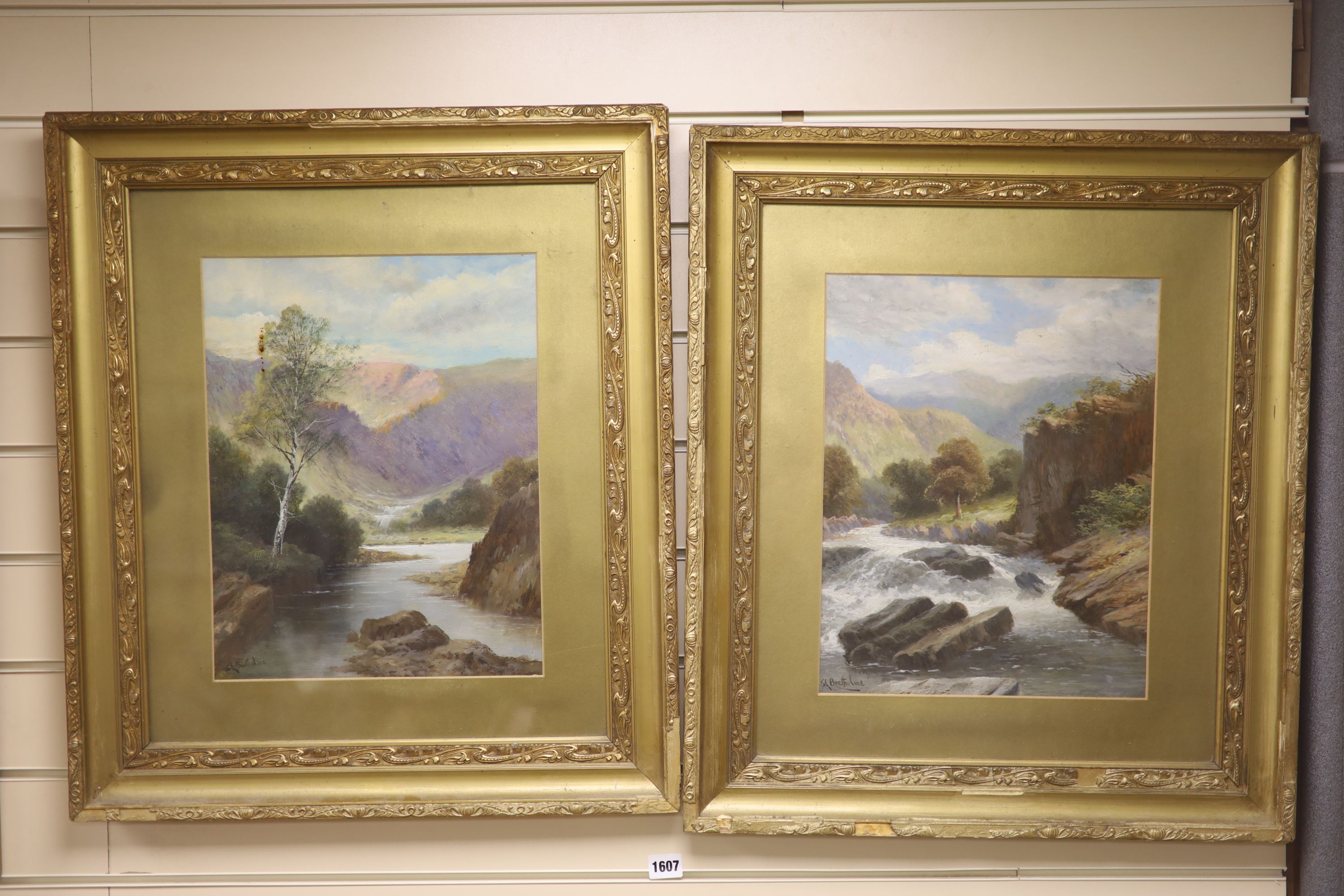 S.L. Beetholme, pair of oils on card, River landscapes, signed, 38 x 30cm